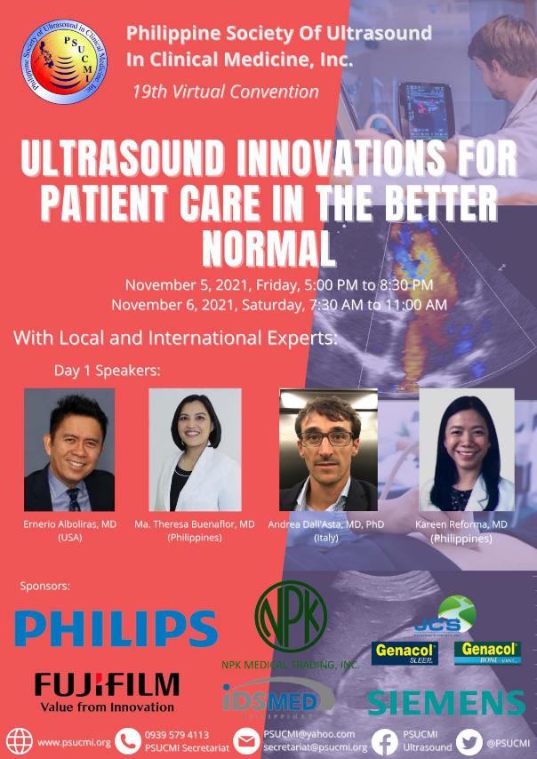 Philippine Society of Ultrasound in Clinical Medicine, Inc. (PSUCMI) 19th Virtual Convention (November 5-6, 2021)